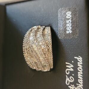 DIAMOND RING 1CT CLUSTER STERLING NWT